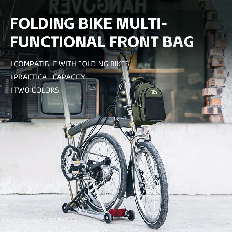 ROCKBROS W014 For Brompton Folding Bicycle Front Bag PVC Coated Mesh Fabric Storage Bag