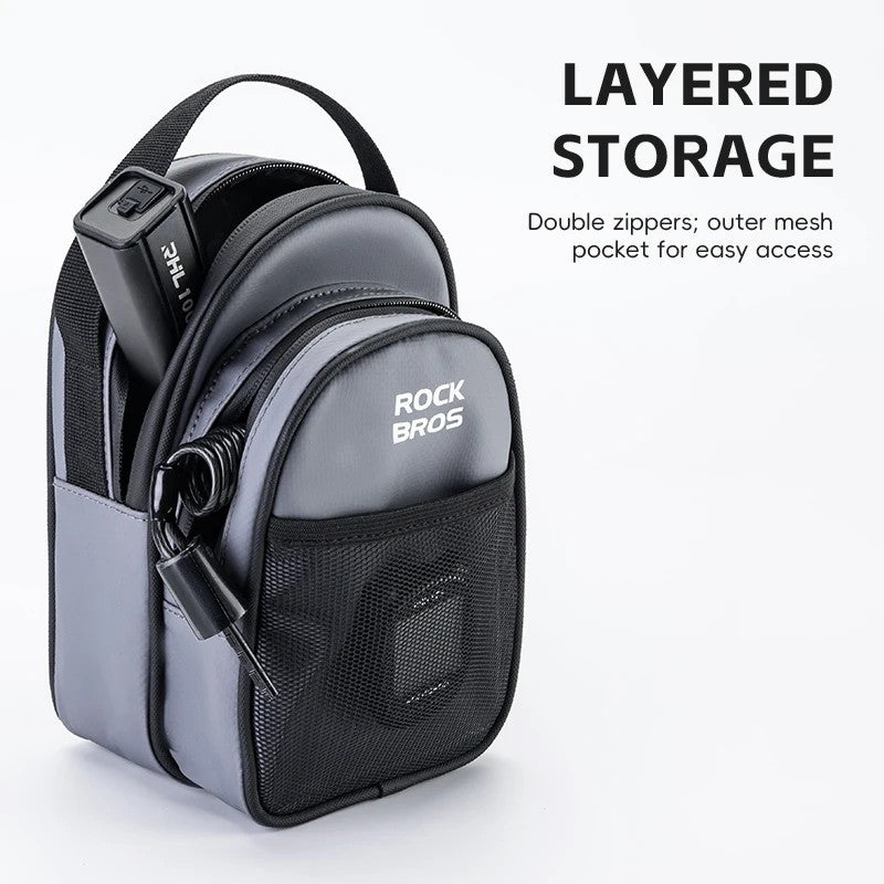 ROCKBROS W014 For Brompton Folding Bicycle Front Bag PVC Coated Mesh Fabric Storage Bag