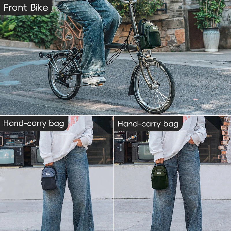 ROCKBROS W014 For Brompton Folding Bicycle Front Bag PVC Coated Mesh Fabric Storage Bag
