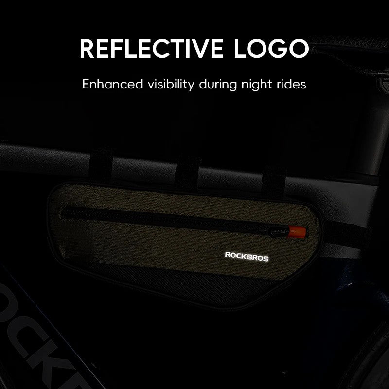 ROCKBROS 066 1.7L Cycling Reflective Polyester+PU Triangle Bicycle Top Tube Bag