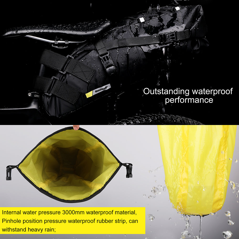 RHINOWALK RK5110 10L Bike Rear Saddle Bag PVC Polyester Waterproof Bicycle Tail Storage Bag