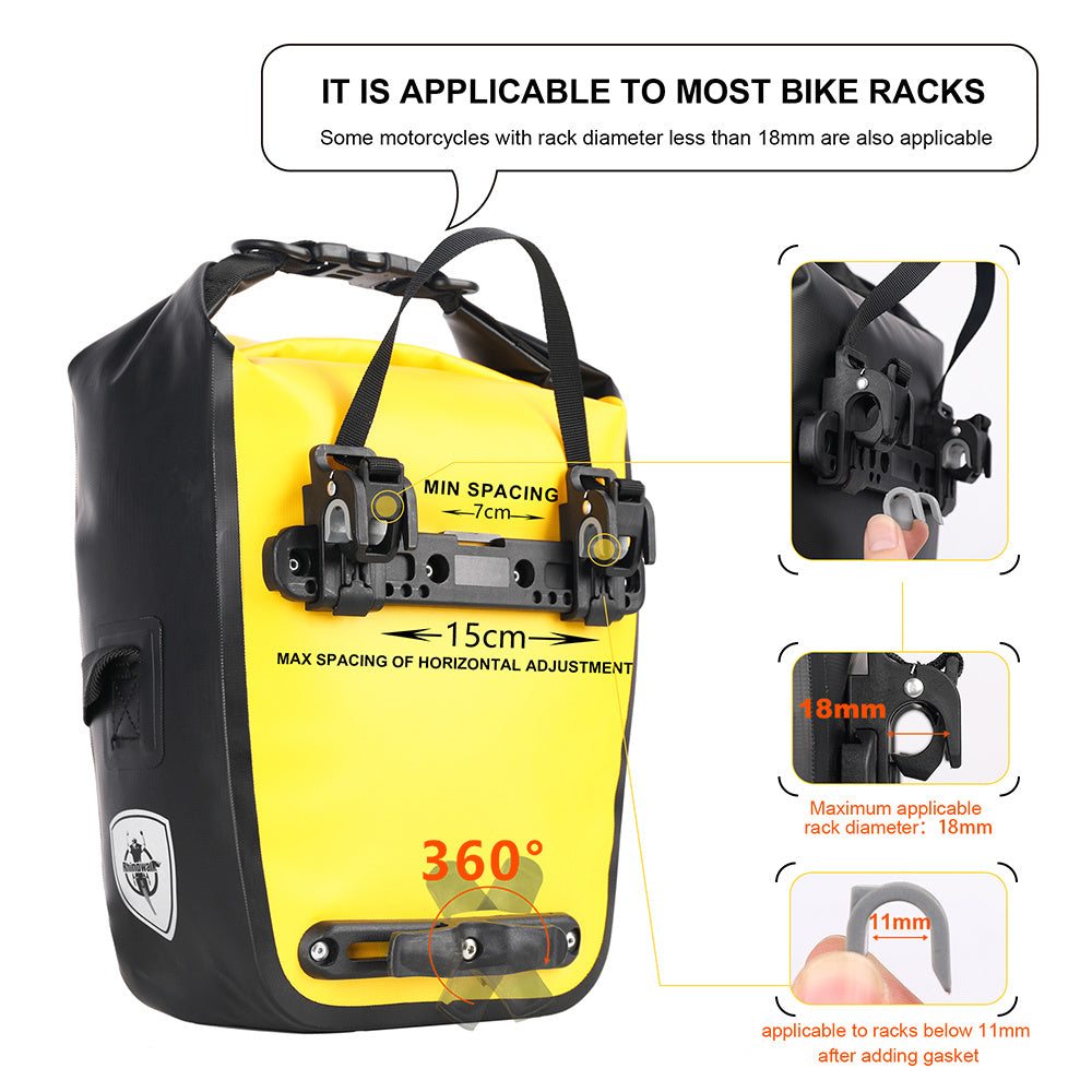 RHINOWALK RK6202 7L Bike Bag PVC+Mesh Cloth Bicycle Rear Seat Bag Saddle Bag