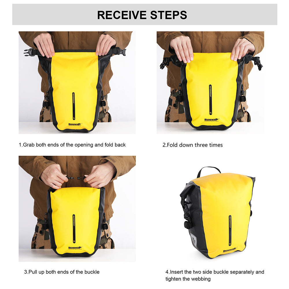RHINOWALK RK6202 7L Bike Bag PVC+Mesh Cloth Bicycle Rear Seat Bag Saddle Bag