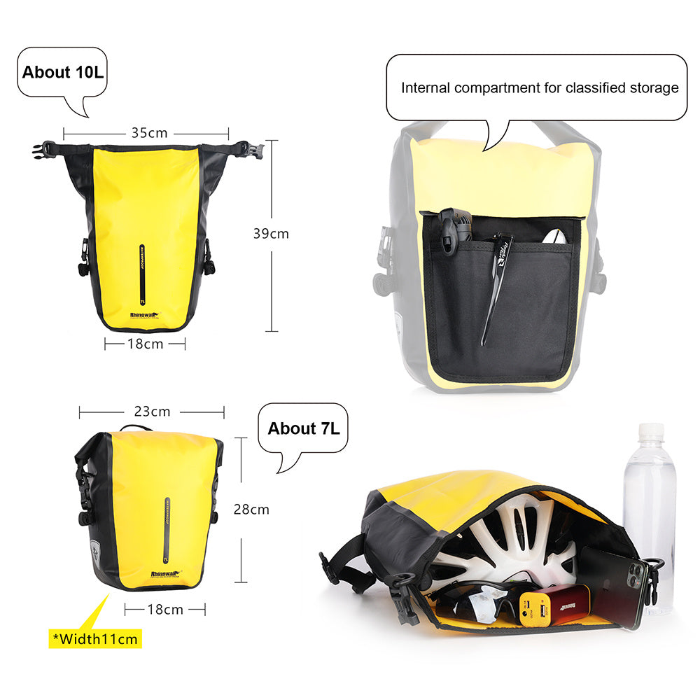 RHINOWALK RK6202 7L Bike Bag PVC+Mesh Cloth Bicycle Rear Seat Bag Saddle Bag