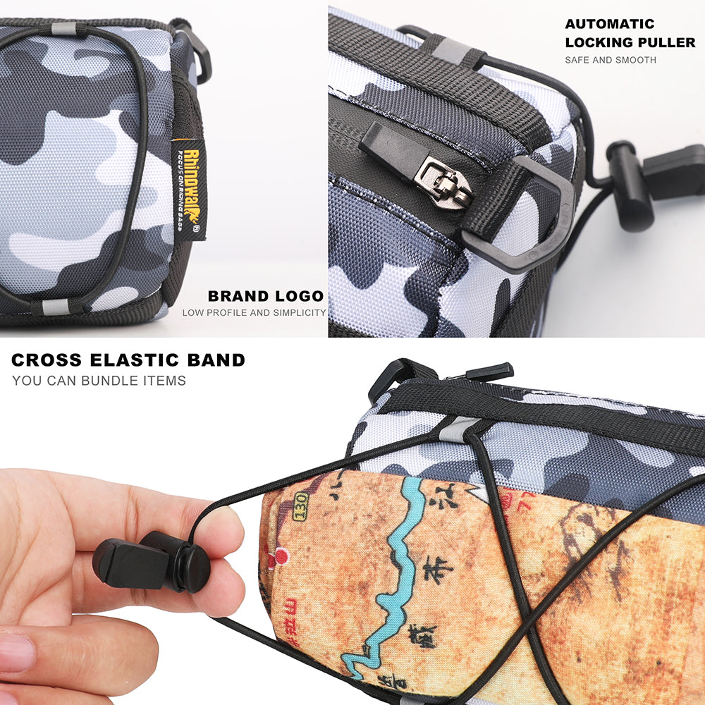 RHINOWALK RK9103 Bicycle Handlebar Bag 900D Polyester Bike Front Tube Bag