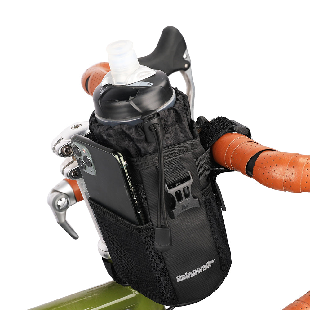 RHUINOWALK RK9105 Water Bottle Holder Handlebar for Bike with Mesh Pockets Shoulder Bag