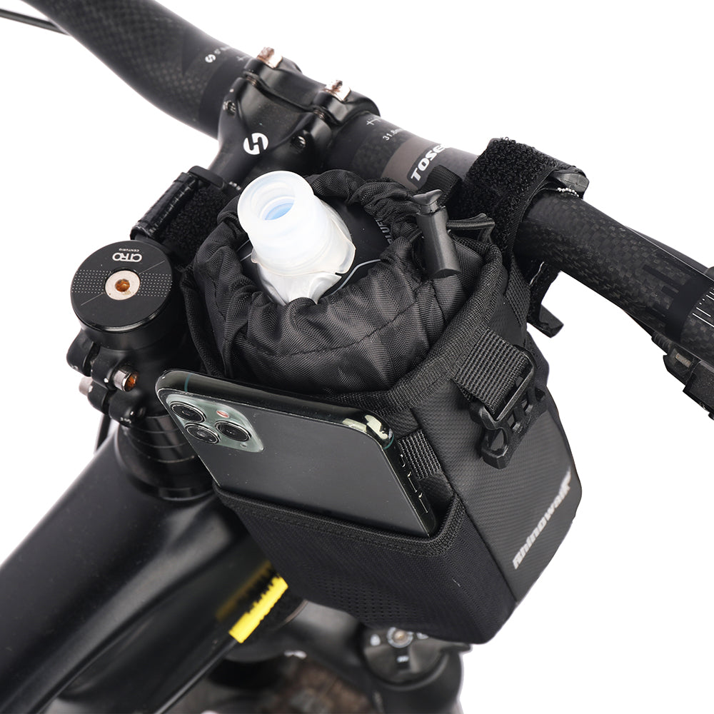 RHUINOWALK RK9105 Water Bottle Holder Handlebar for Bike with Mesh Pockets Shoulder Bag