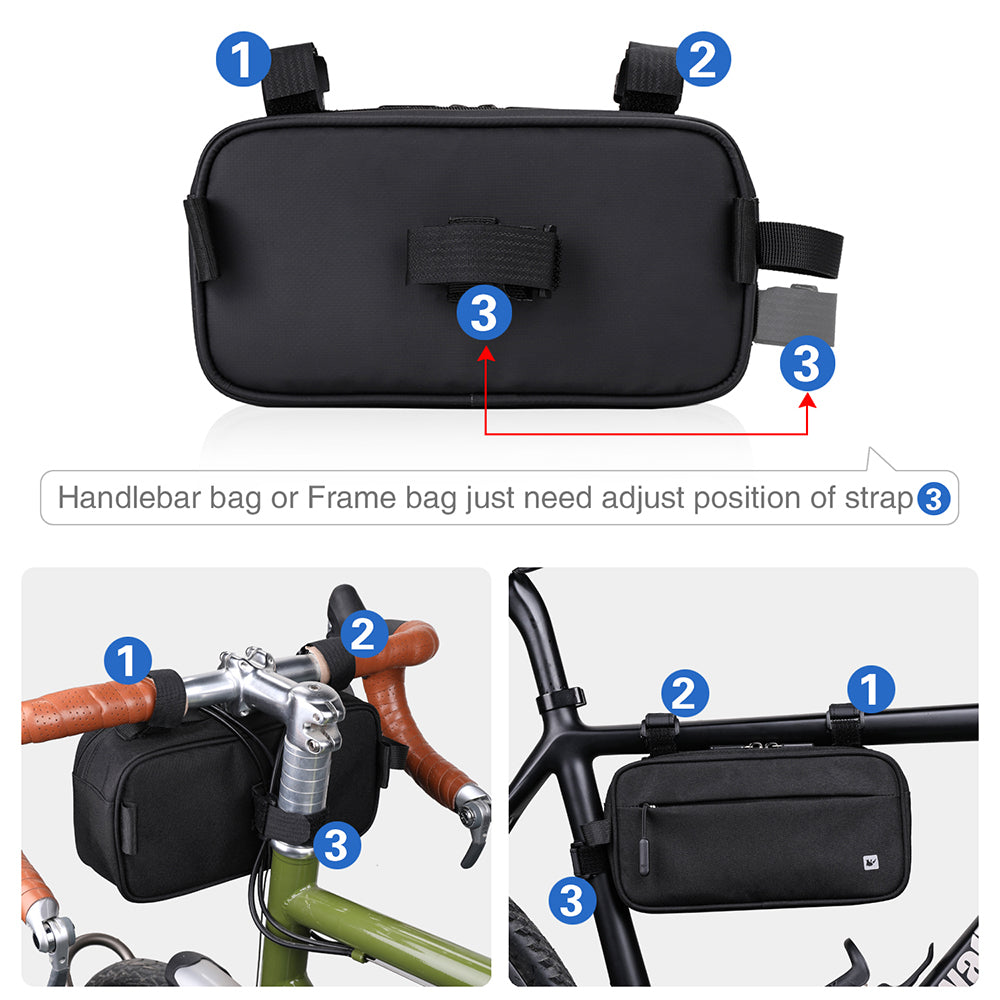 RHINOWALK X21921 Bike Front Bag Waterproof Road Bicycle Frame Bag with Shoulder Strap