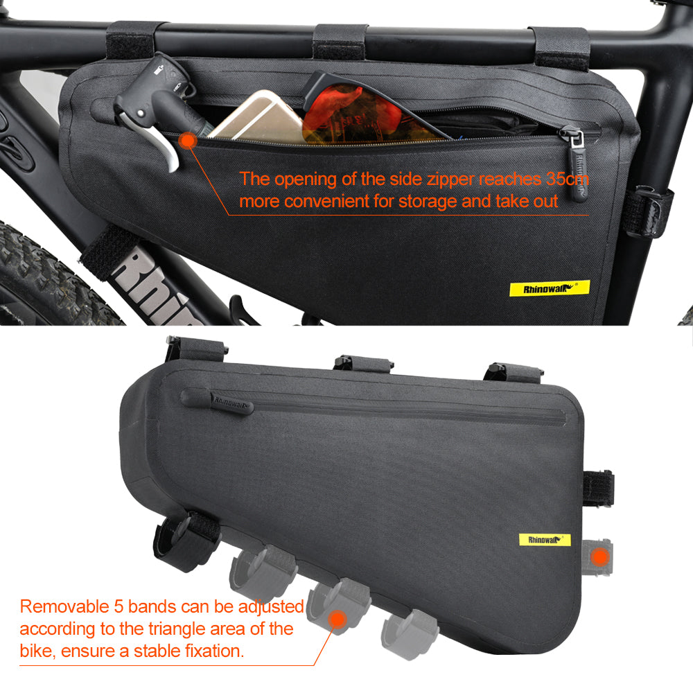 RHINOWALK X20654 Bike Triangle Tube Bag MTB Frame Bag TPU+Polyester Cycling Pouch