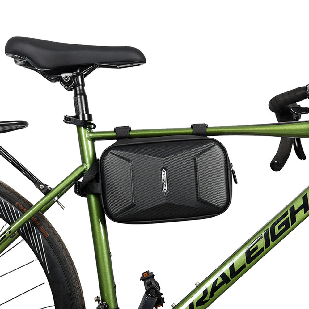 RZAHUAHU 591 3L Hard Shell Bicycle Handlebar Bag Waterproof PU Bike Front Bag