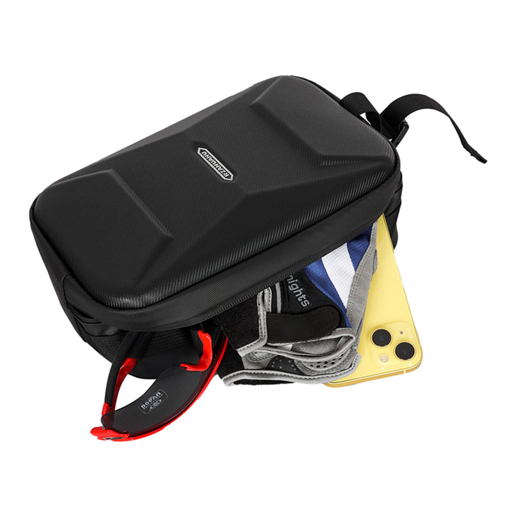 RZAHUAHU 591 3L Hard Shell Bicycle Handlebar Bag Waterproof PU Bike Front Bag