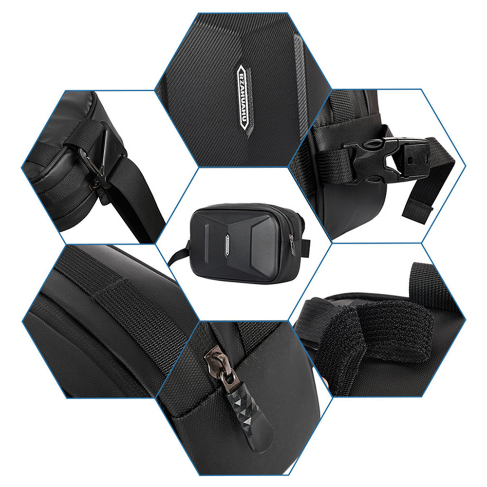 RZAHUAHU 591 3L Hard Shell Bicycle Handlebar Bag Waterproof PU Bike Front Bag