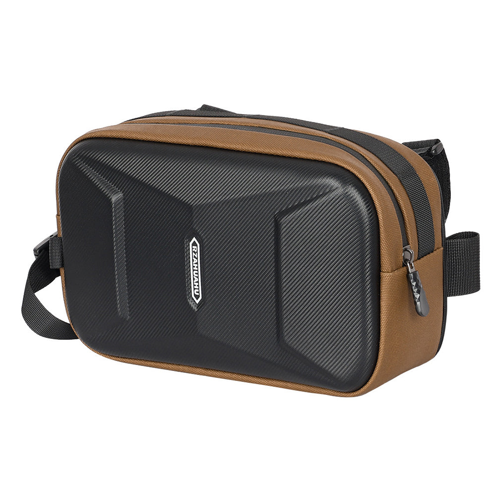 RZAHUAHU 591 3L Hard Shell Bicycle Handlebar Bag Waterproof PU Bike Front Bag