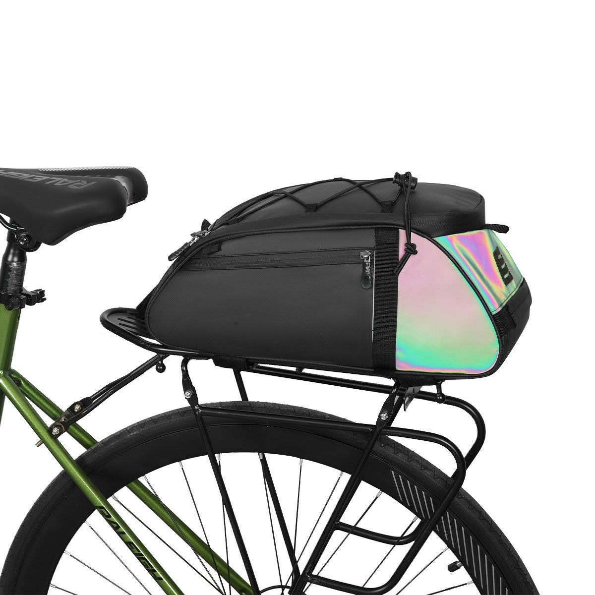 YA594 Polyester+PU Leather Bicycle Rear Rack Storage Bag Waterproof Bike Tail Pack