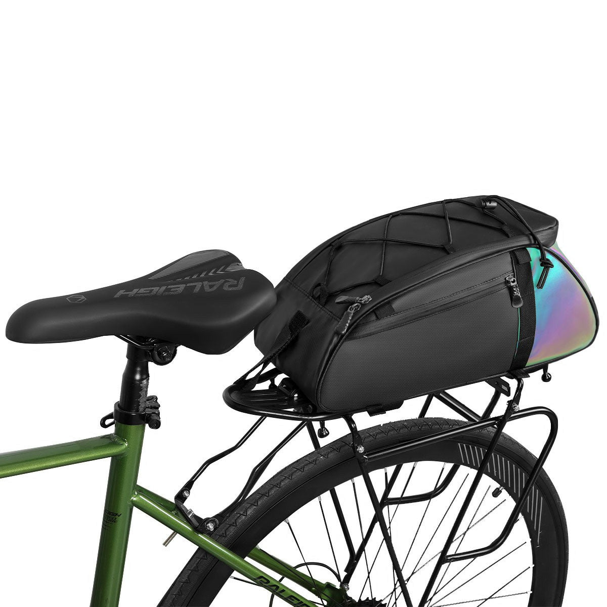 YA594 Polyester+PU Leather Bicycle Rear Rack Storage Bag Waterproof Bike Tail Pack