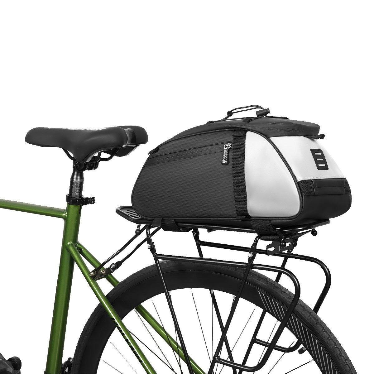 YA594 Polyester+PU Leather Bicycle Rear Rack Storage Bag Waterproof Bike Tail Pack