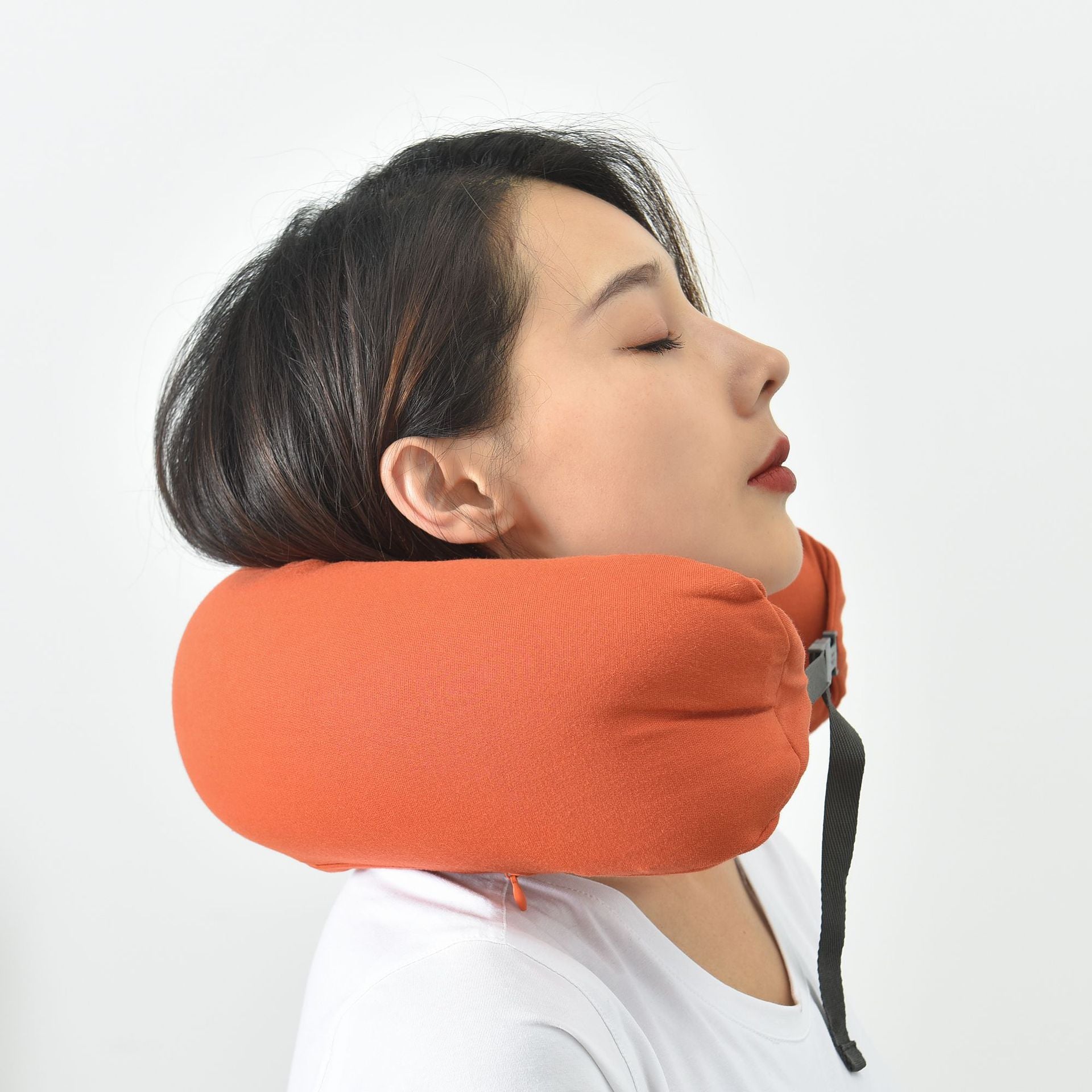 Travel Pillow Cotton U-Shape Head Rest Neck Pillow with Hood for Airplane Car Office