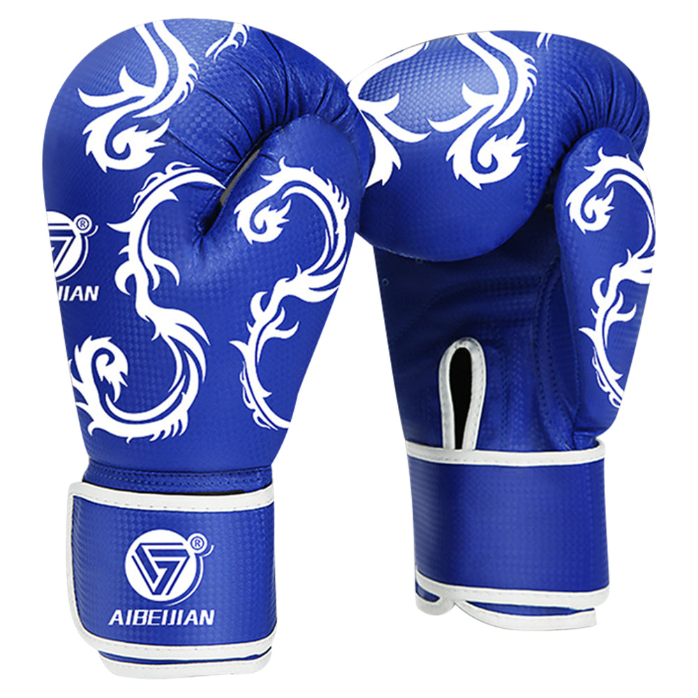 AIBEIJIAN 12oz Adult PU Mitts for Muay Thai MMA Wave Pattern Boxing Gloves