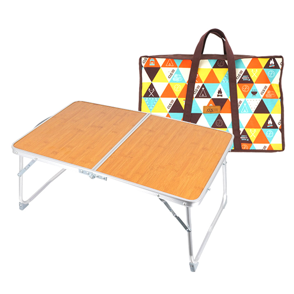 CLS 61cmx40.5cmx27cm Outdoor Camping Picnic Table Bamboo Board + Aluminum Alloy Folding Table with Storage Bag