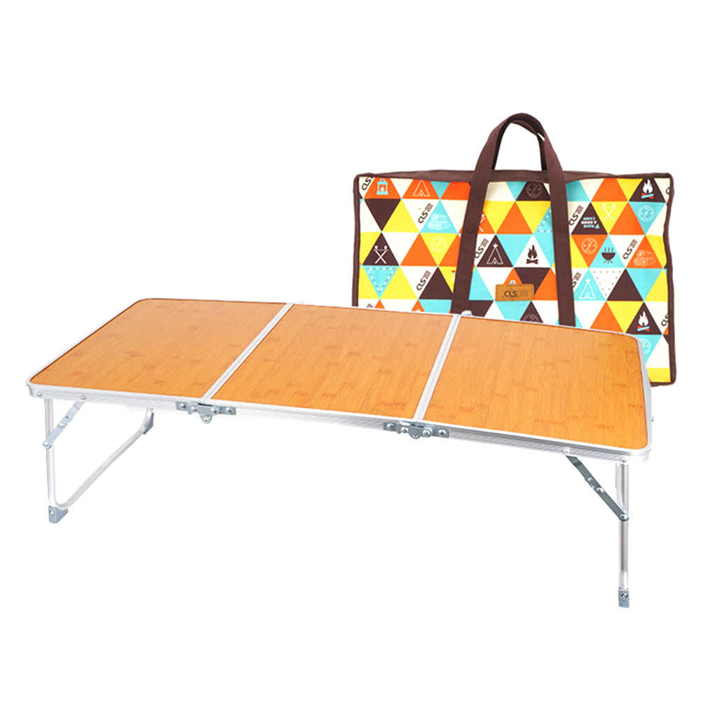 CLS 40.5x91.5x27cm Tri-fold Camping Picnic Table Portable Bamboo Board Table with Storage Bag