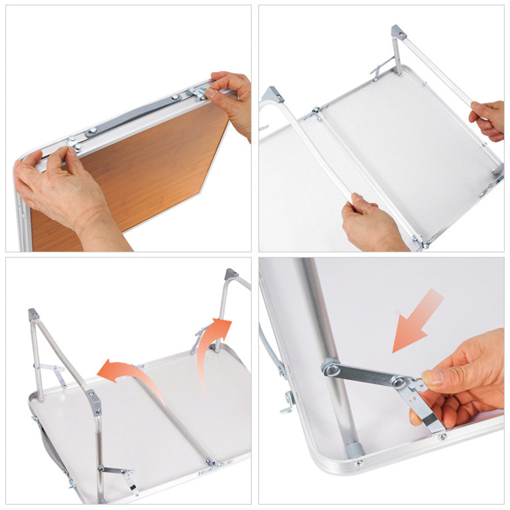 CLS 40.5x91.5x27cm Tri-fold Camping Picnic Table Portable Bamboo Board Table with Storage Bag