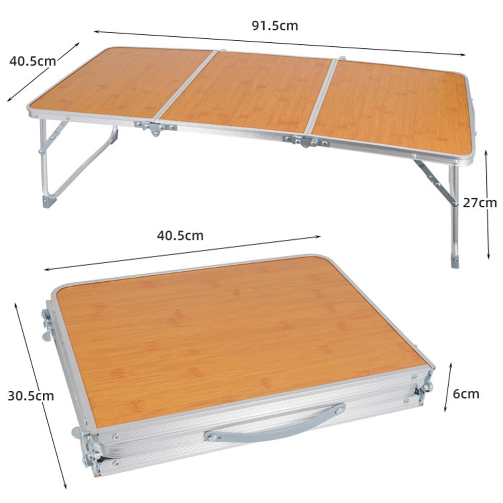Outdoor Camping Tri-fold Bamboo Board Table Aluminum Bracket Desk, Size M: 40.5*91.5*27cm (without Bag)