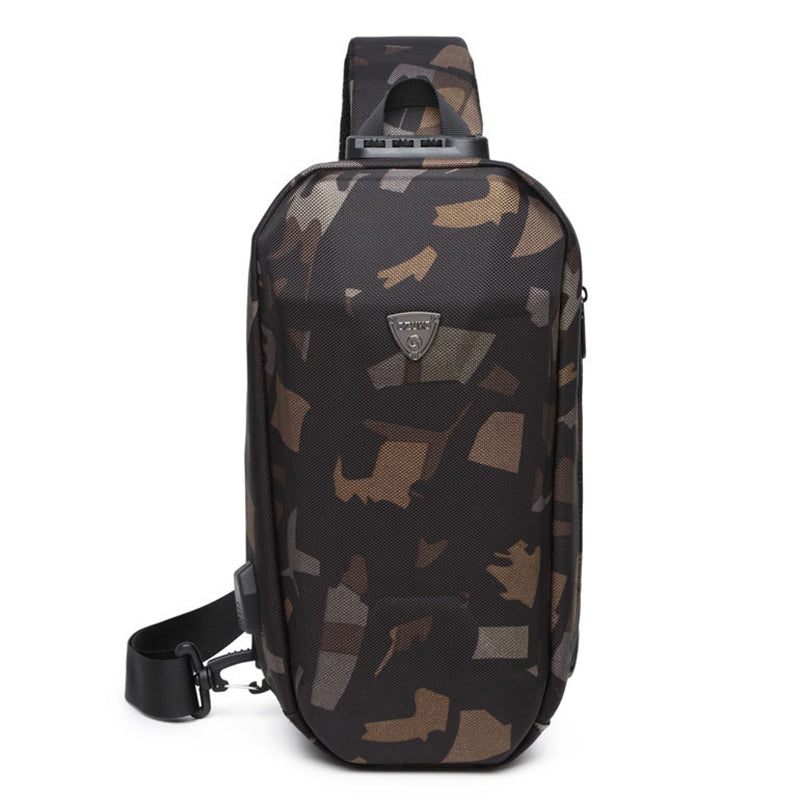 OZUKO 9321 Chest Bag Hard EVA Waterproof Crossbody Shoulder Bag - Black