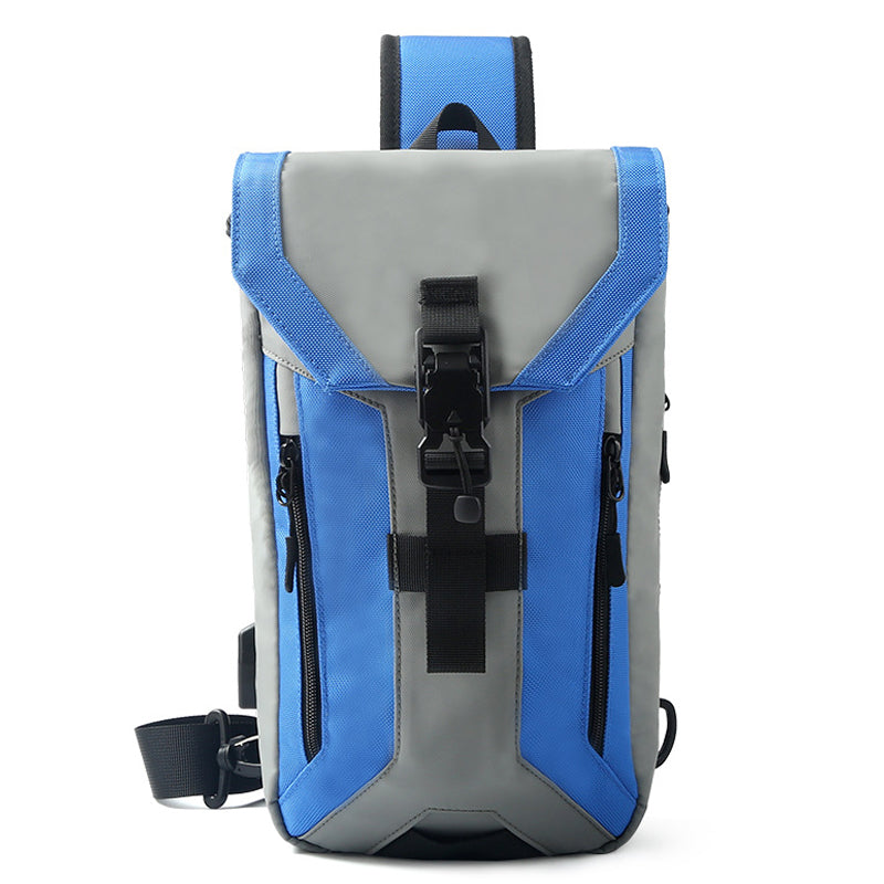 OZUKO 9334 Oxford Cloth USB Port Men's Chest Bag Travel Crossbody Bag Daypack - Black