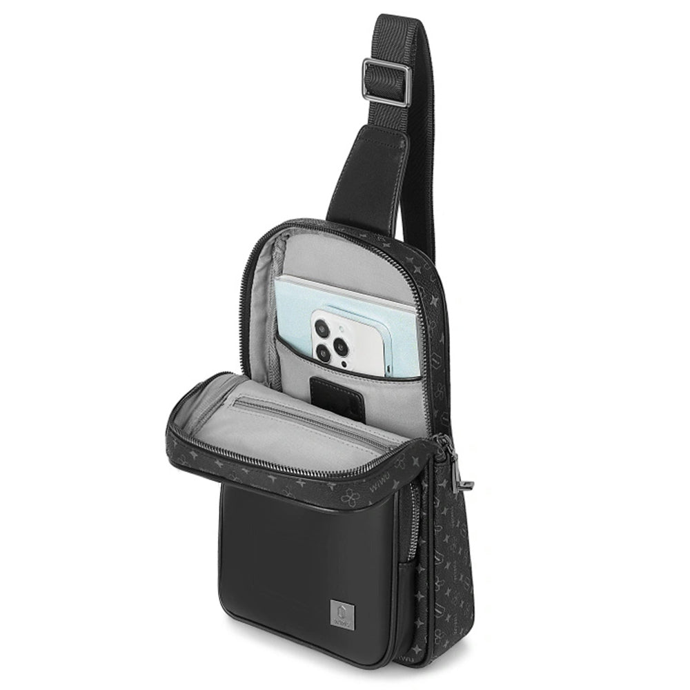WIWU Anti-Theft Fingerprint Lock Crossbody Sling Bag PVC Chest Bag Daypack
