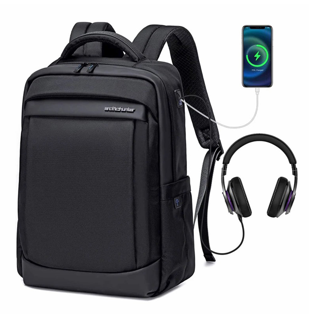 ARCTIC HUNTER B00478 17-Inch Laptop Backpack USB Port Men's Oxford Cloth Travel Bag - Black