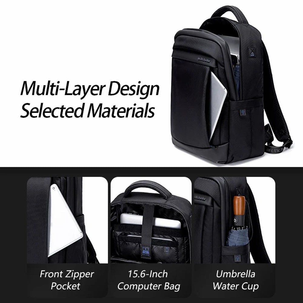 ARCTIC HUNTER B00478 17-Inch Laptop Backpack USB Port Men's Oxford Cloth Travel Bag - Black