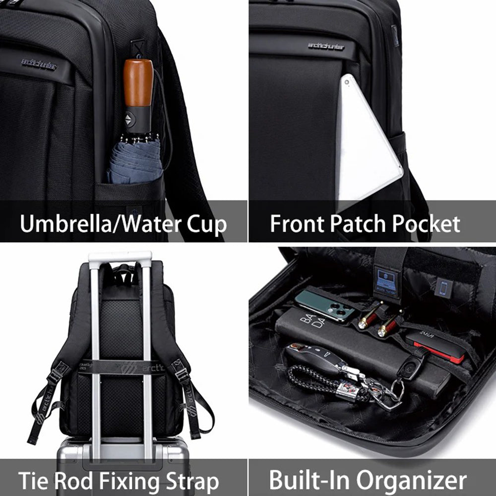 ARCTIC HUNTER B00478 17-Inch Laptop Backpack USB Port Men's Oxford Cloth Travel Bag - Black