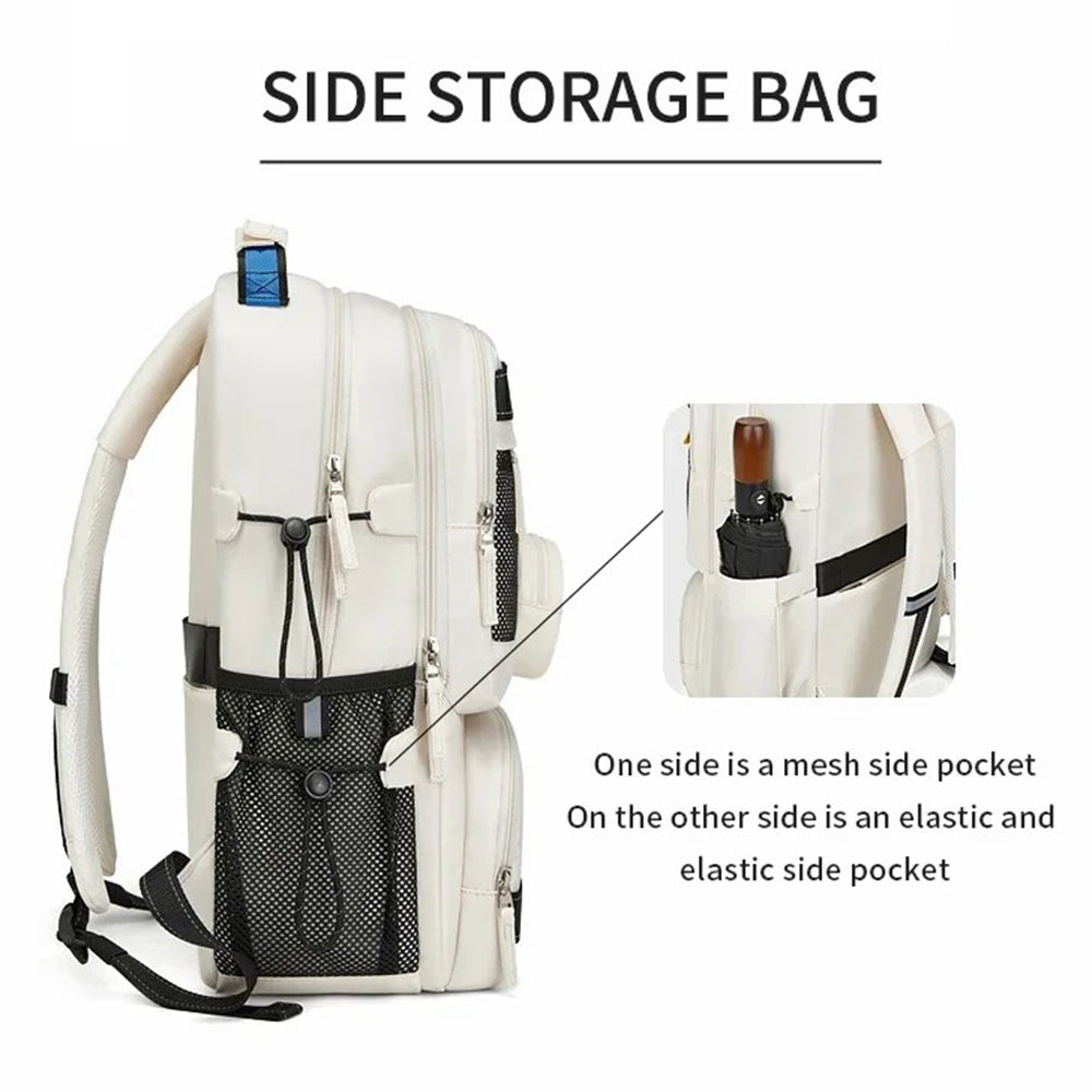 2287 Men's Travel Backpack Nylon Dual Shoulders Bag Large Laptop Bag - Beige