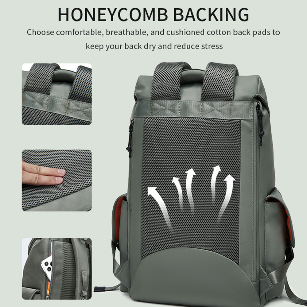 Nylon College Student Book Bag Travel Backpack 16-Inch Laptop Shoulders Bag - Army Green