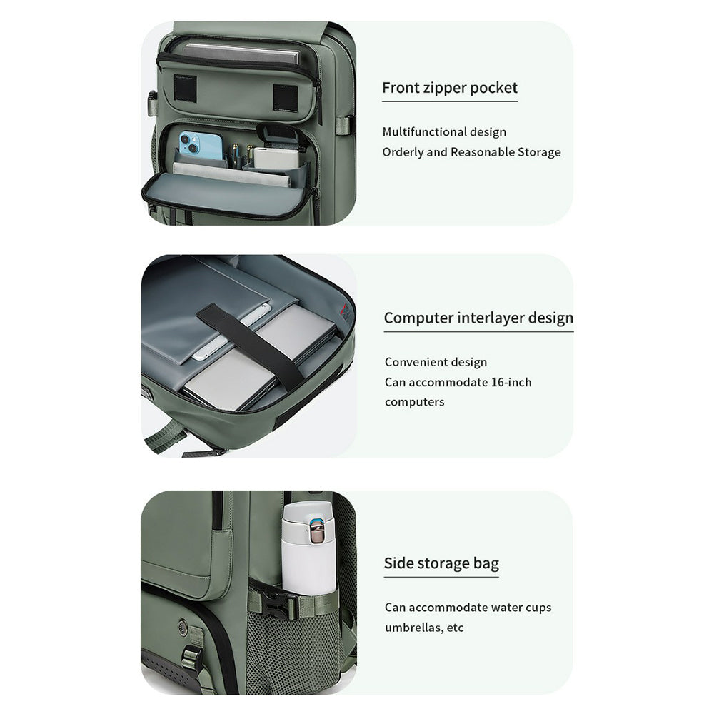 OUTWALK Men's Backpack Business Briefcase Crossbody Bag Large Messenger Bag - Army Green