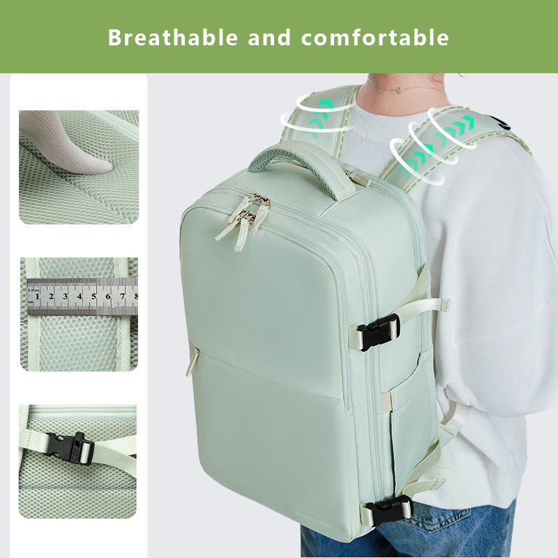 VICTORIATOURIST V7056 Polyester Travel Backpack Dual Shoulder Laptop Bag with USB Port - Light Green