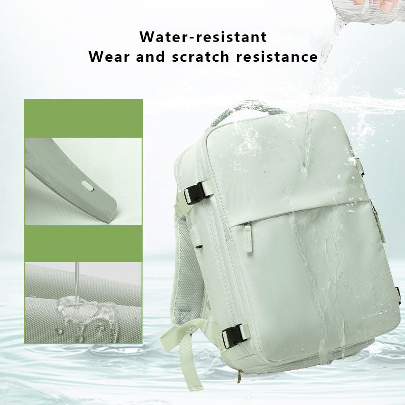 VICTORIATOURIST V7056 Polyester Travel Backpack Dual Shoulder Laptop Bag with USB Port - Light Green