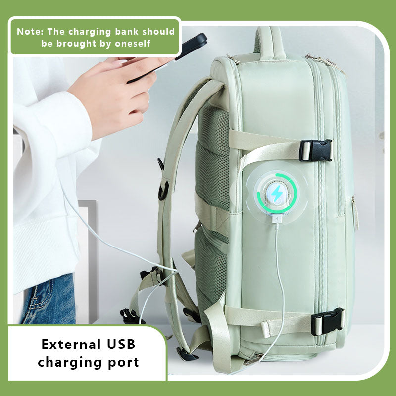 VICTORIATOURIST V7056 Polyester Travel Backpack Dual Shoulder Laptop Bag with USB Port - Light Green