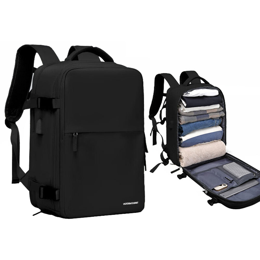 VICTORIATOURIST V7056 Polyester Travel Backpack Dual Shoulder Laptop Bag with USB Port - Light Green