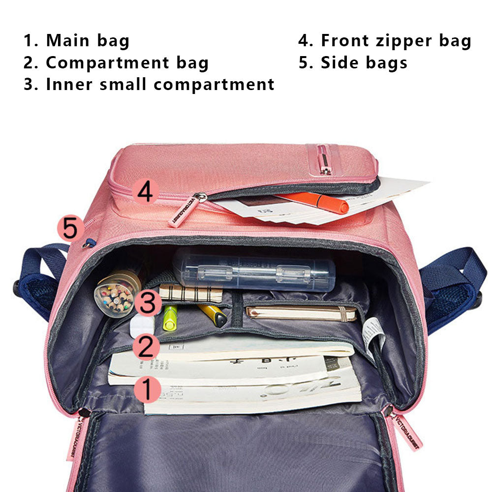 VICTORIATOURIST S8031 Burden-reducing Backpack Oxford Cloth Kids Primary School Student Schoolbag, Large Version