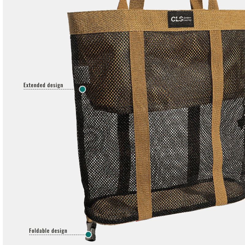 CLS Large Capacity Camping Picnic Beach Mesh Bag Oxford Cloth Travel Shopping Tote Bag