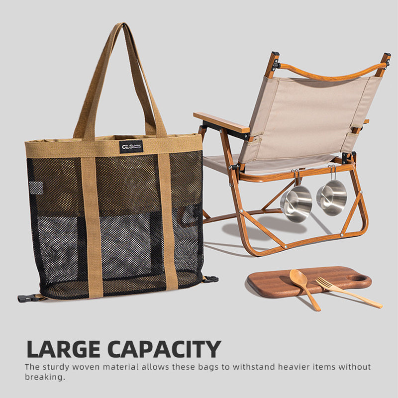 CLS Large Capacity Camping Picnic Beach Mesh Bag Oxford Cloth Travel Shopping Tote Bag