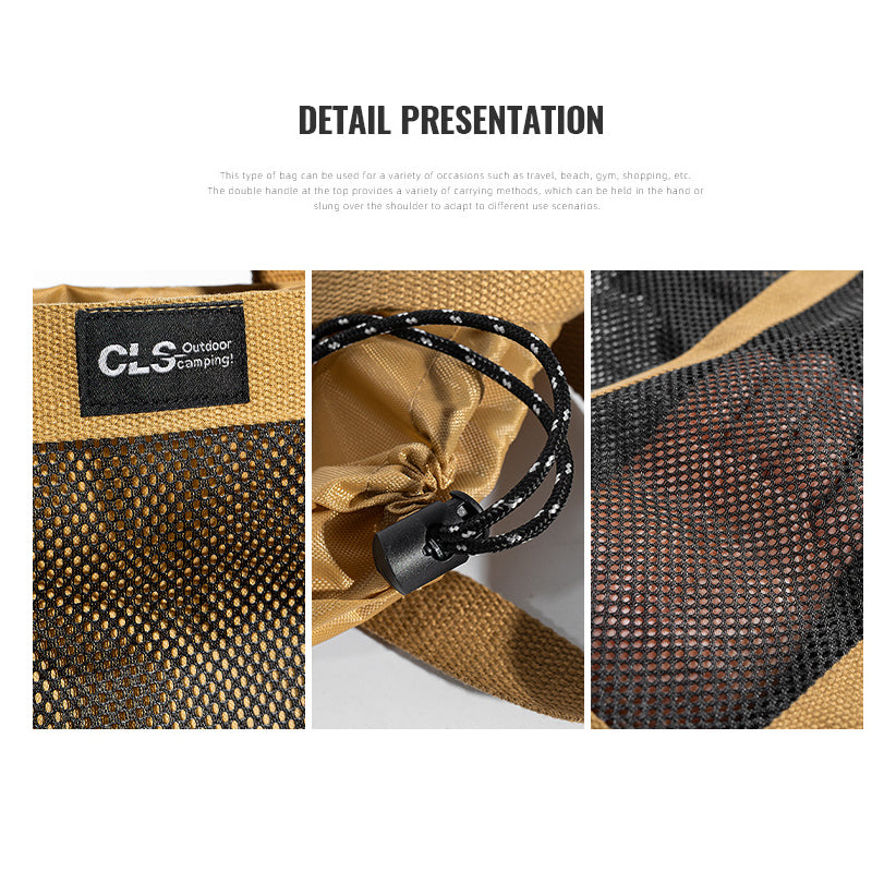 CLS Large Capacity Camping Picnic Beach Mesh Bag Oxford Cloth Travel Shopping Tote Bag