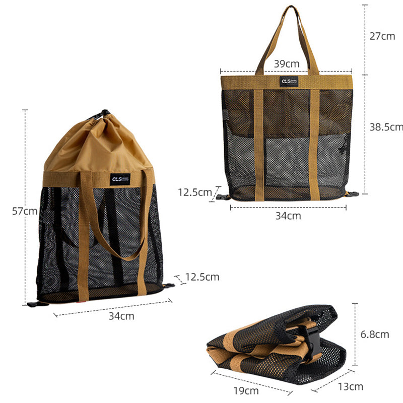 CLS Large Capacity Camping Picnic Beach Mesh Bag Oxford Cloth Travel Shopping Tote Bag