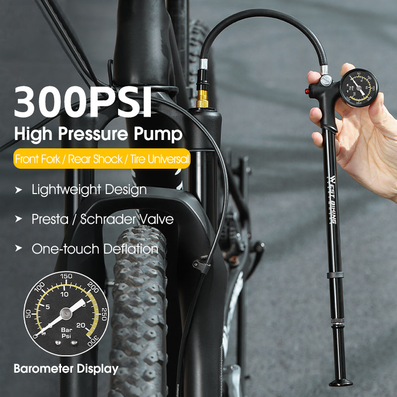 WEST BIKING YP0711163 High-Pressure Bike Tire Inflator 300PSI Front Fork Pump