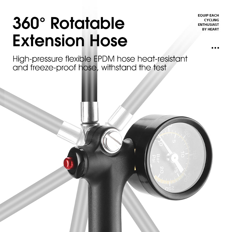 WEST BIKING YP0711163 High-Pressure Bike Tire Inflator 300PSI Front Fork Pump