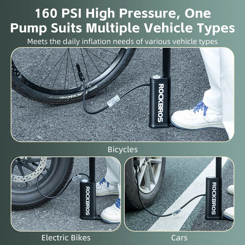 ROCKBROS P32B-18 Bicycle Pump Ball Pump Inflator 160PSI Portable Schrader Valve / Presta Valve Inflation Inflator Bike Air Pump