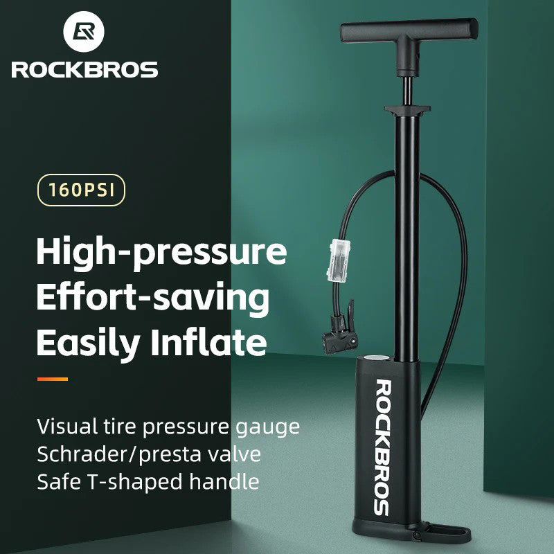 ROCKBROS P32B-18 Bicycle Pump Ball Pump Inflator 160PSI Portable Schrader Valve / Presta Valve Inflation Inflator Bike Air Pump
