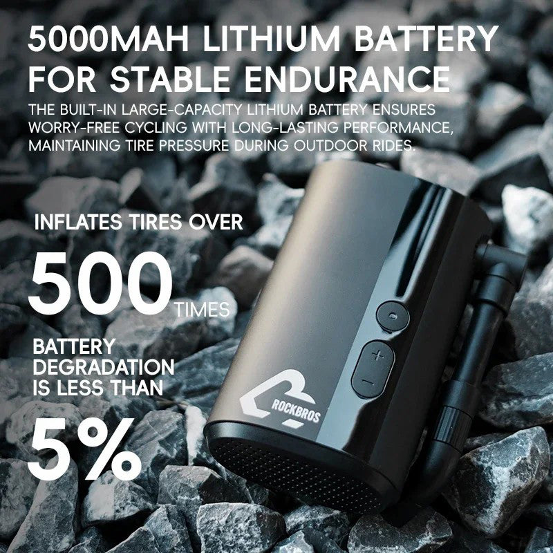 ROCKBROS QJCQBM1 Electric Pump 5000mAh Smart Air Pump Portable Fast Ball Inflation with Precise Pressure Gauge