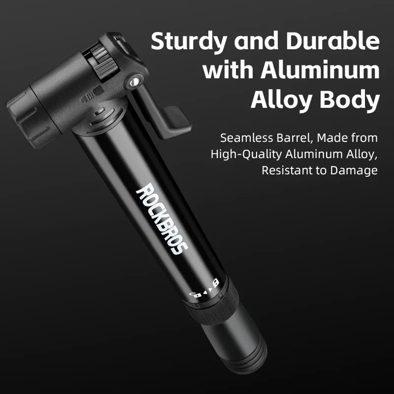 ROCKBROS TG-1616 Portable 120PSI Bicycle E-Bike Tire Air Pump Bike Basketball Metal Inflator with Ratchet Tools